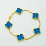 [Eternal Jewelry]CLOVER 5 MOTIFS BLUE AGATE BRACELET - 图片 4