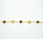 [Eternal Jewelry]CLOVER 5 MOTIFS CARNELIAN DIAMOND BRACELET - 图片 5