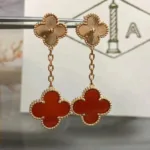 [Eternal Jewelry]CLOVER 2 MOTIF  LASER CARNELIAN EARRINGS