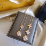[Eternal Jewelry]COLOR BLOSSOM LARIAT NECKLACE PINK GOLD WHITE MOTHER PEARL AND DIAMOND - 图片 3