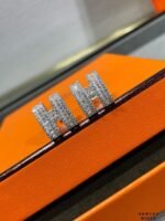 [Eternal Jewelry]H STUD EARRINGS WITH SILVER DIAMONDS - 图片 3
