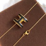 [Eternal Jewelry]HM CLIC BLACK ENAMEL GOLD NECKLACE - 图片 4