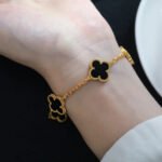 [Eternal Jewelry]CLOVER  5 MOTIFS BLACK ONYX BRACELET - 图片 5
