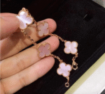 [Eternal Jewelry]CLOVER 5 MOTIFS Pink  AGATE  BRACELET - 图片 7