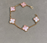 [Eternal Jewelry]CLOVER 5 MOTIFS Pink  AGATE  BRACELET - 图片 3