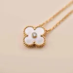 [Eternal Jewelry]CLOVER 15MM DIAMOND WHITE FRITILLARIA NECKLACE - 图片 2