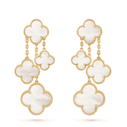 [Eternal Jewelry]CLOVER EARRINGS WHITE MOP 4 MOTIFS GOLD