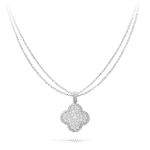 [Eternal Jewelry]CLOVER 25MM SILVER FULL DIAMOND BIG CLOVER NECKLACE