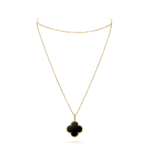 [Eternal Jewelry]CLOVER 25MM GOLD ONYX BIG CLOVER NECKLACE - 图片 2