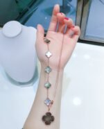 [Eternal Jewelry]COMBINED BRACELET 5 MOTIFS AND NECKLACE DARK MOP ROSE GOLD - 图片 2
