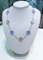 [Eternal Jewelry]CLOVER 10 MOTIFS CHALCEDONY DIAMONDS SILVER NECKLACE - 图片 2
