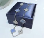[Eternal Jewelry]CLOVER 10 MOTIFS CHALCEDONY DIAMONDS SILVER NECKLACE - 图片 3