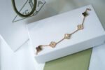 [Eternal Jewelry]CLOVER 5 MOTIFS DARK MOP AND DIAMONDS PINK GOLD BRACELET - 图片 3
