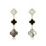 [Eternal Jewelry]CLOVER EARRINGS GOLD ONYX MOP 3 MOTIF - 图片 2