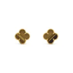 [Eternal Jewelry]CLOVER MEDIUM 1 MOTIFS TIGER EYE EARRINGS - 图片 2